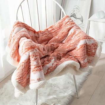 LGYKUMEG Sherpa Throw Blanket for Single Bed,Salmon 2ply Reversible Sherpa Blanket,Fuzzy, Cozy, Warm Microfiber Throw Solid Blanket 60x80 inch.