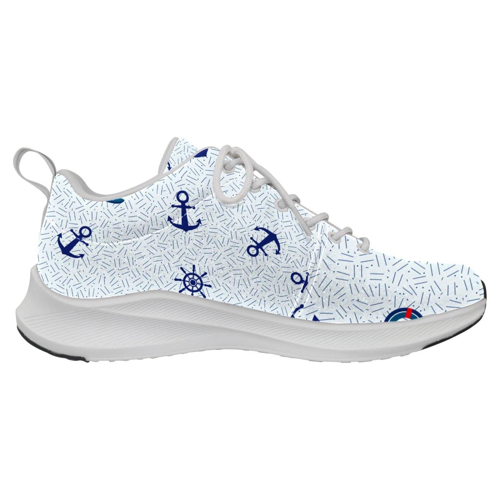 Scarpe da ginnastica uomo personalizzate Scarpe da passeggio leggere Running Athletic Casual Sneakers Ocean Anchor Barca a vela Compass, multicolore, 41 1/3 EU