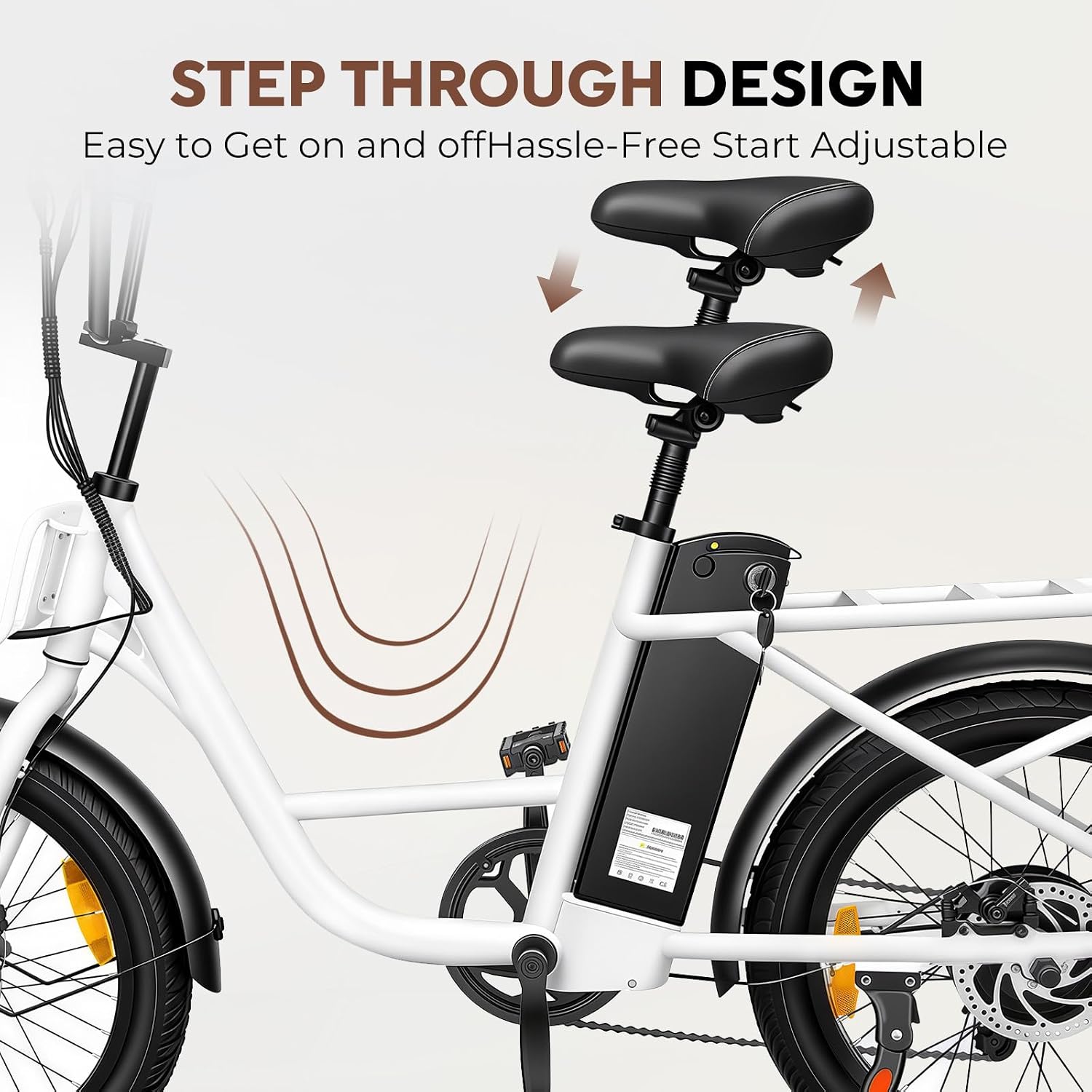 20" Electric Bike for Adults, 1200W Peak Brushless Motor Electric Bicycles, 48V 13Ah Fat Tire Ebike with 624Wh Upgraded Removable Battery, Electric City Commuter Bicycle, UL2849 Certified