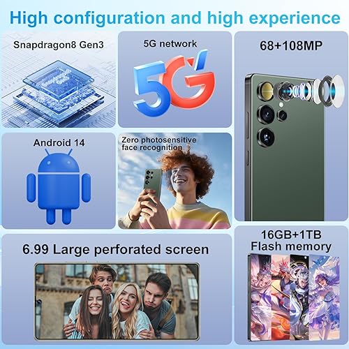 Miniatura 2 de Teléfono celular desbloqueado Huness I25 Ultra, lápiz incorporado, teléfono desbloqueado 16+1TB, teléfono inteligente Android 14 batería de 7000mAh