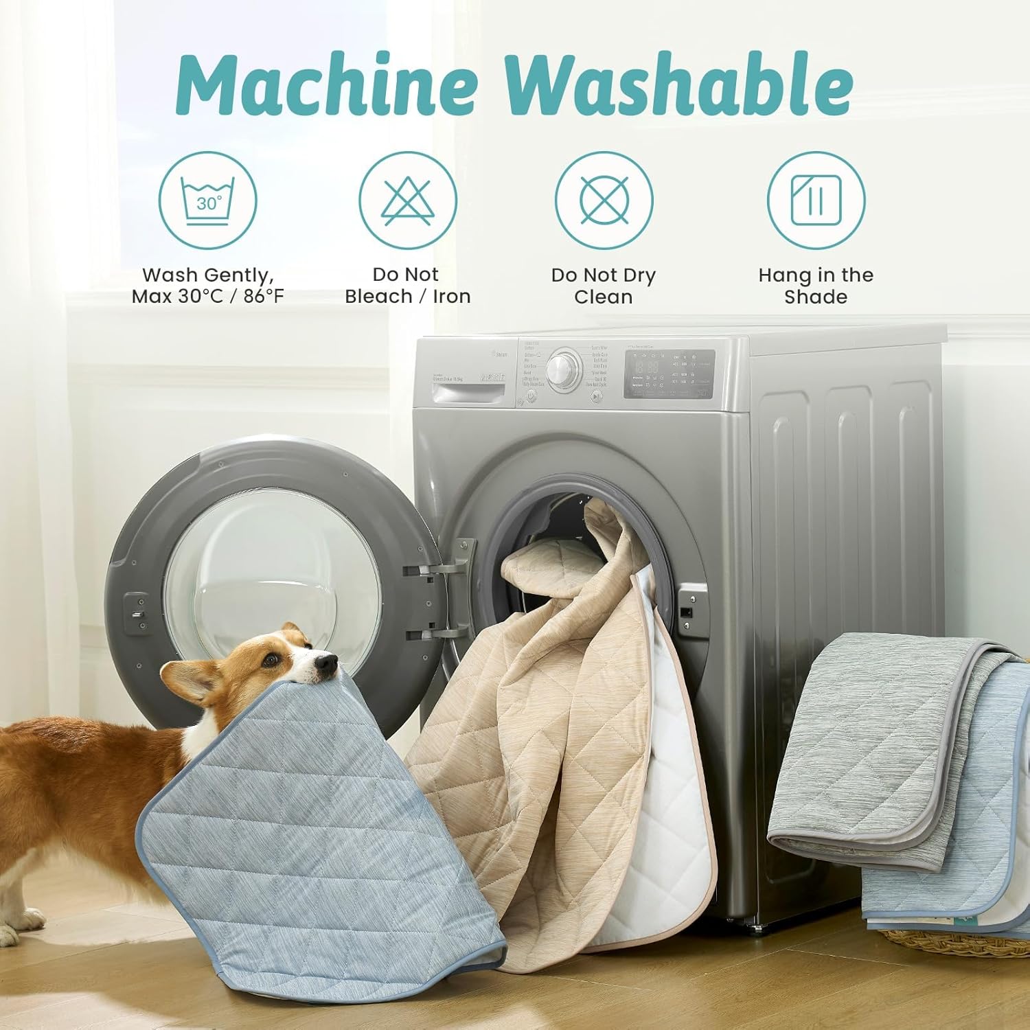 Dog Cooling Mat 82"x102" Q-Max>0.4, Extra Large Waterproof Cooling Dog Bed Cover, Leakproof Non-Slip Pet Mat, Furniture Protector Washable Cooling Blanket for XL Dogs, Sofa Cover(Gray)