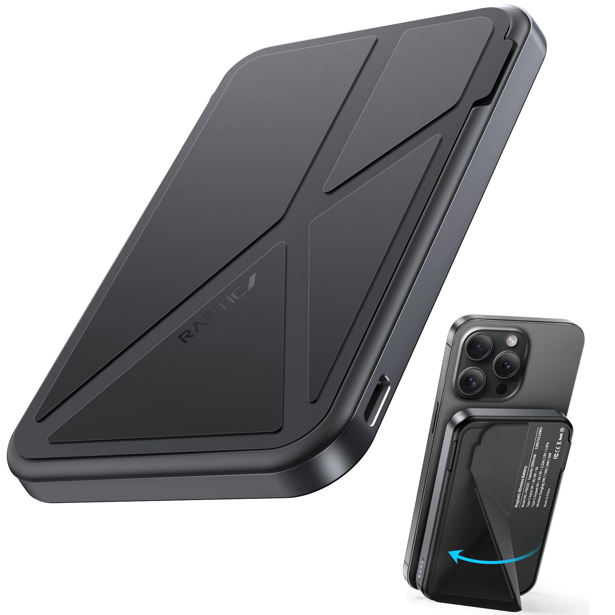 Amazon.com: RAPTIC 2024 New Upgrade 5000mAh Magnetic Portable