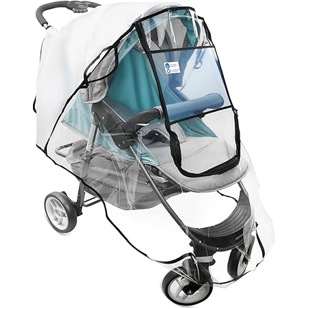 Univeral Size Stroller Rain Cover by QT Lab, Waterproof Windproof Travel Weather Shield- Protect from Rain Sun Snow Dust, Transparen, Safe Material Universal Fit with Ventilation