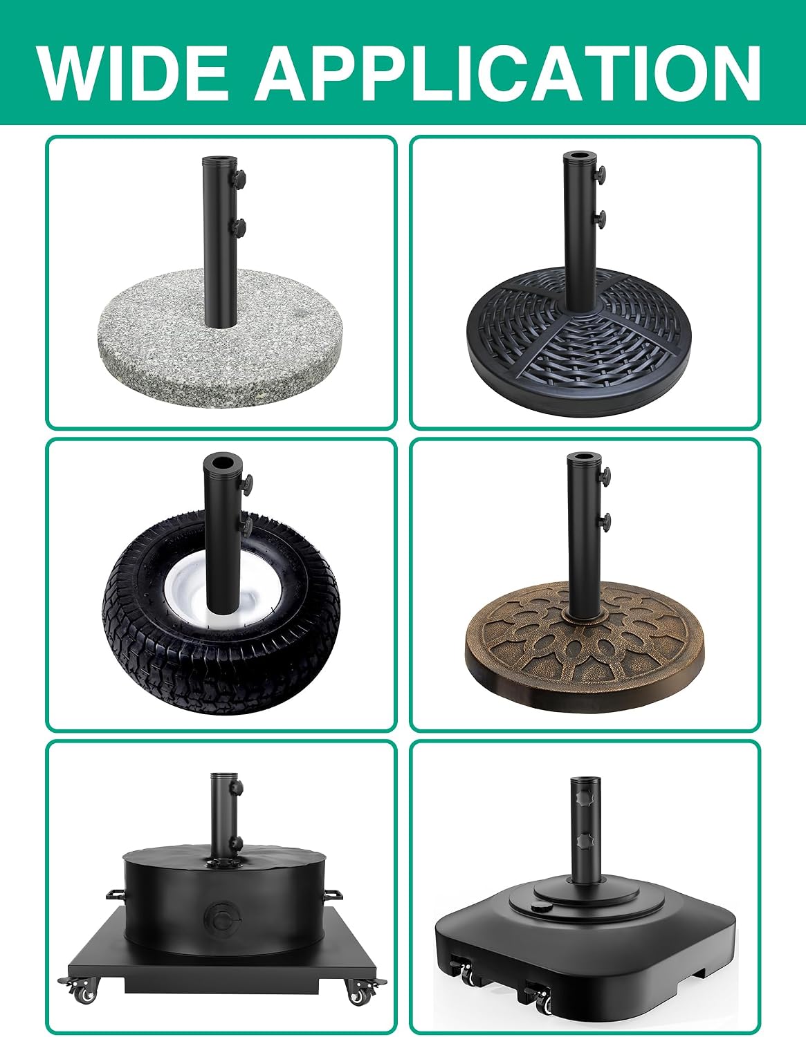 QZER Umbrella Pole Mount Stand Tube, Universal Umbrella Stainless Steel Tube Base Replacement Parts,Heavy Duty Umbrella Base Stake Holder,Umbrella Base Holder Tube Bracket for Garden Backyard Balcony