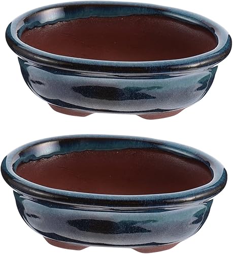 Yardwe Maceta de arcilla morada, decoración de Chinoiserie, maceta de cerámica, macetas de escritorio, macetas para decoración de Navidad, macetas