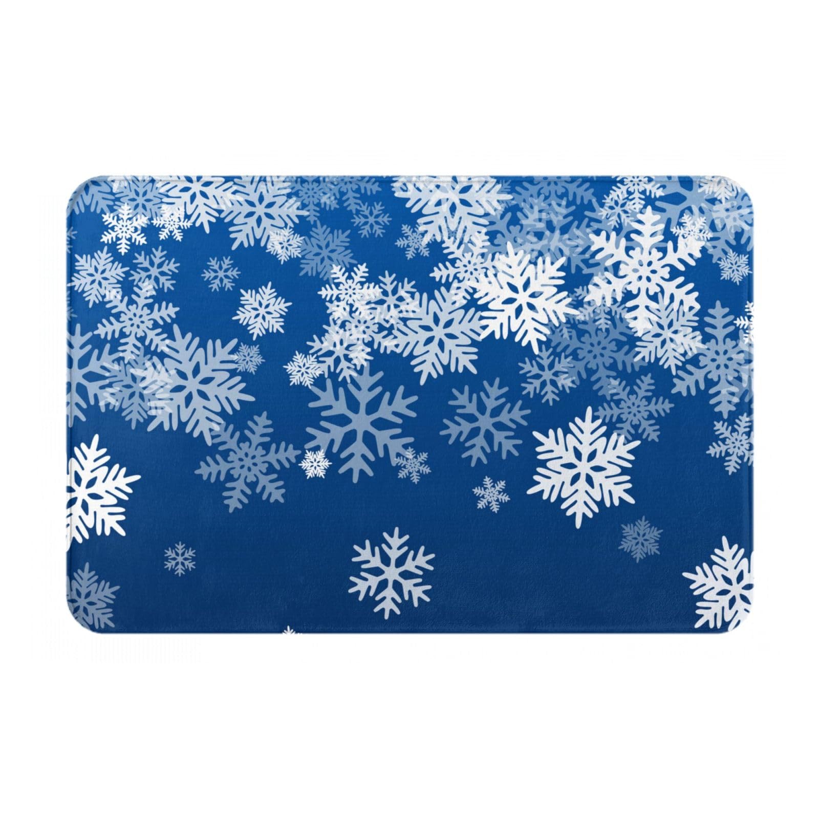Bath Mat for Bathroom Snowflake Blue Winter Christmas Rugs Shower Mats Memory Foam Rug Non Slip Floor Small Carpet Soft Light Absorbent Washable for