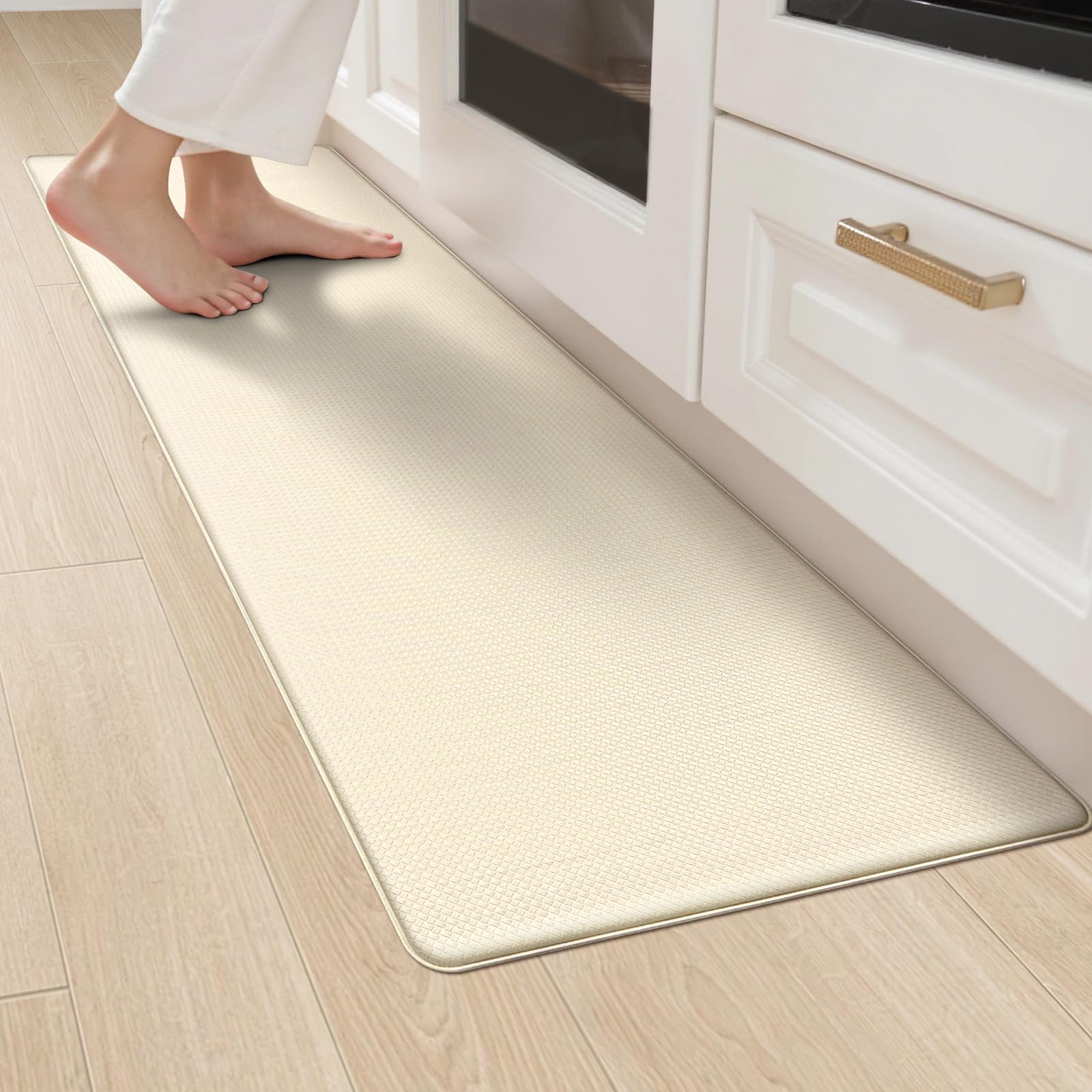 LEKEEPGO Tapis Cuisine Devant Evier 44x200cm, Antidérapant et Imperméable, Tapis de Cuisine Anti Fatigue pour Manger, Couloir, Buanderie, Beige Global Recycled Standard Global Recycled Standard Global Recycled Standard