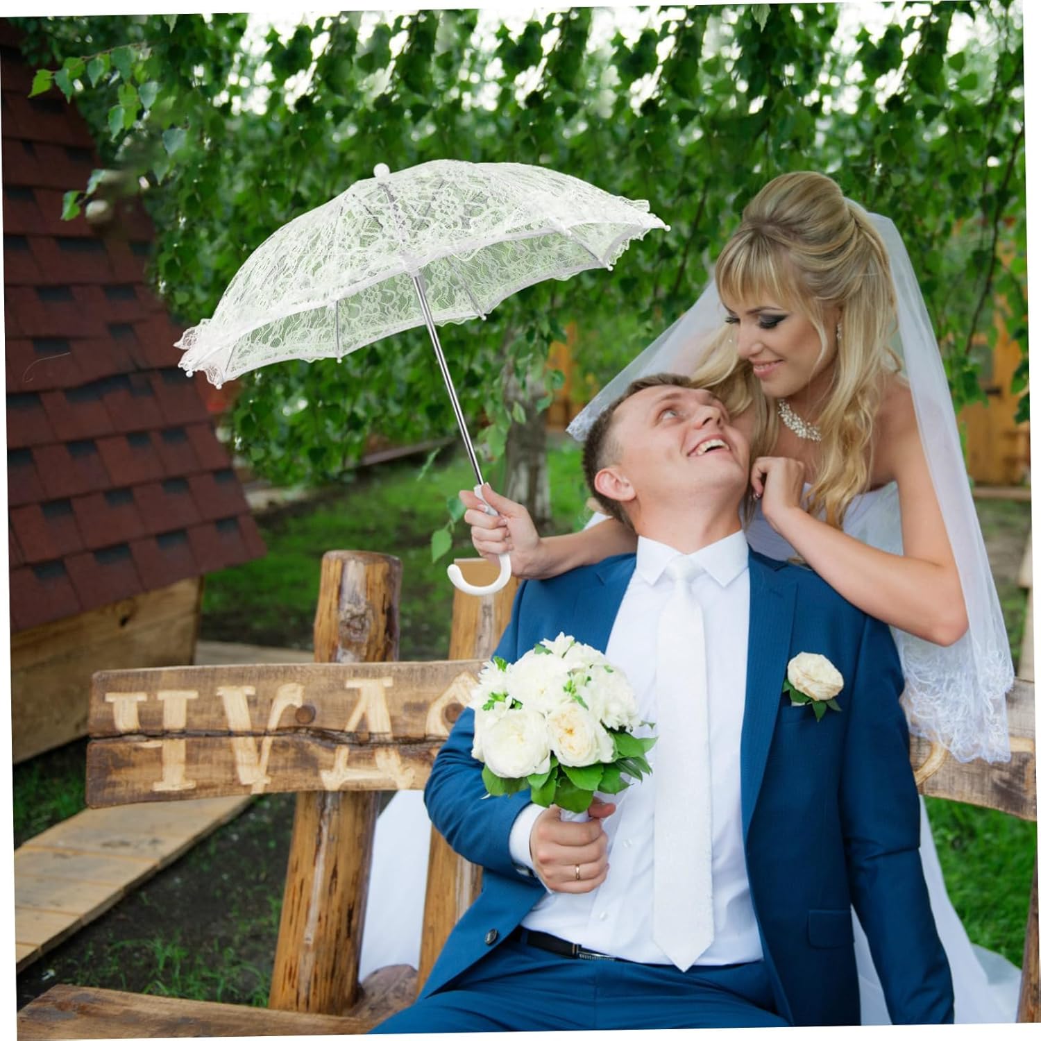 Pcs Wedding Vintage Gothic Lolita White Flower Embroidery Parasol Umbrellas Sun Shade Bridal Centerpieces, White, 50X50X41CM