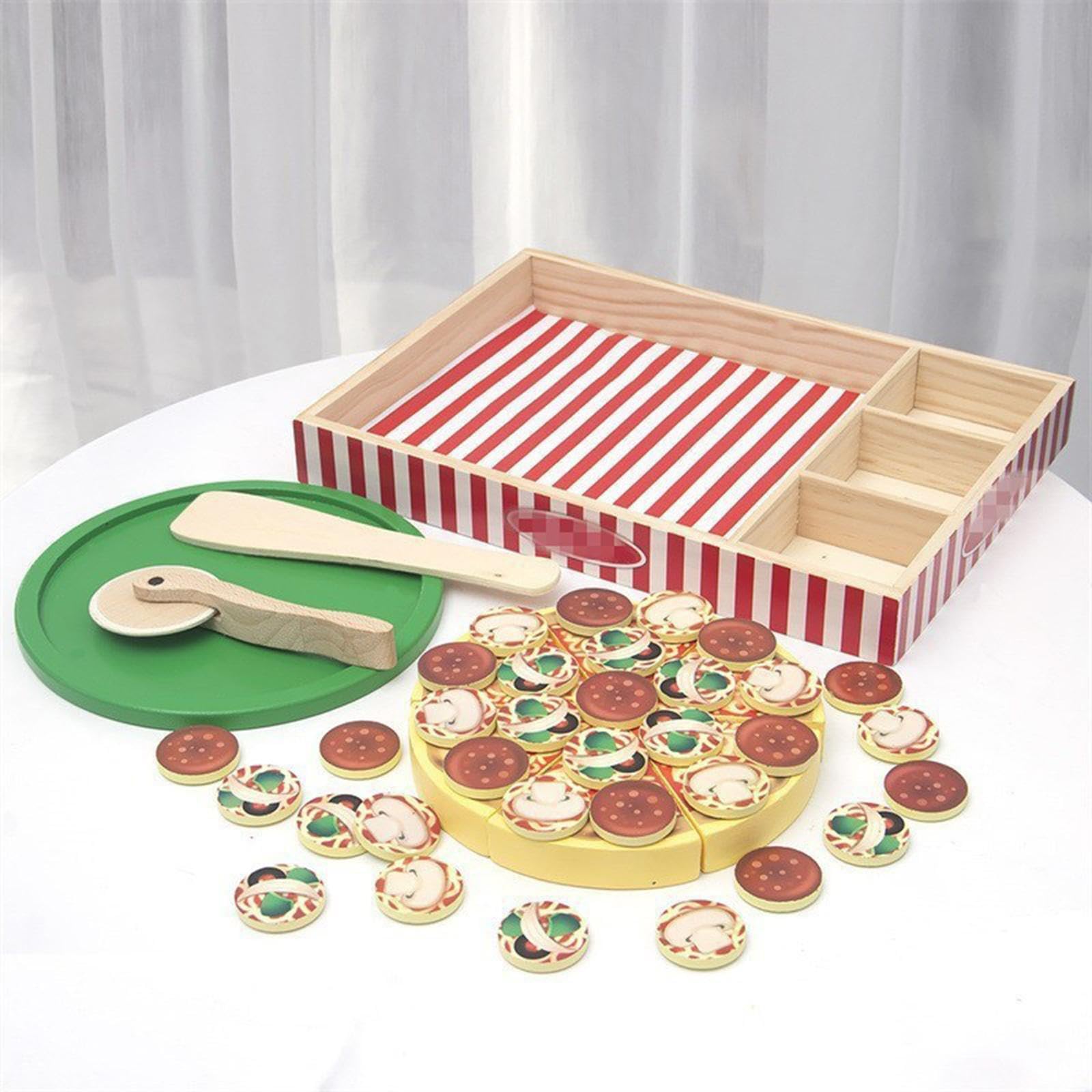 Set da cucina giocattolo per pizza in legno creativo per bambini, gioco di finzione, promuove le capacità comunicative e il gioco cooperativo. Set da