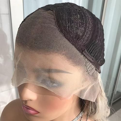 Miniatura 7 de Peluca de encaje frontal marrón con reflejos, lacio, sin pegamento, ombré, marrón, mezclado, rubio, 13x4, pelucas sintéticas