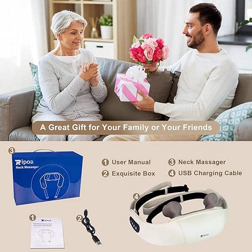 Miniatura 7 de Masajeador eléctrico de cuello y hombros con calor, inalámbrico para amasar la espalda, trapecio Shiatsu, almohadas de masaje para aliviar el dolor