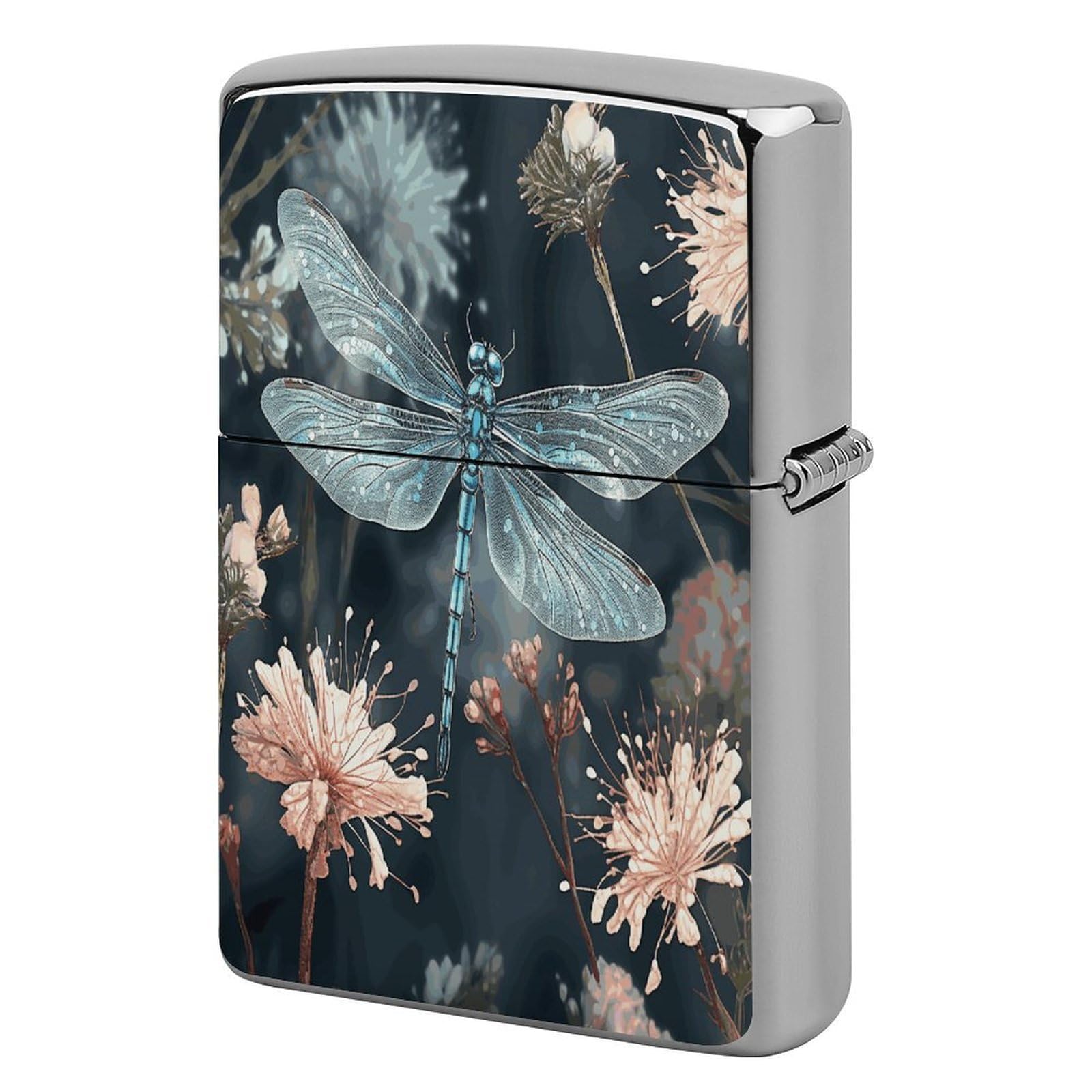 Fodpand Style Dragonfly Flower Metal Lighter Case Cover Lighter Sleeve