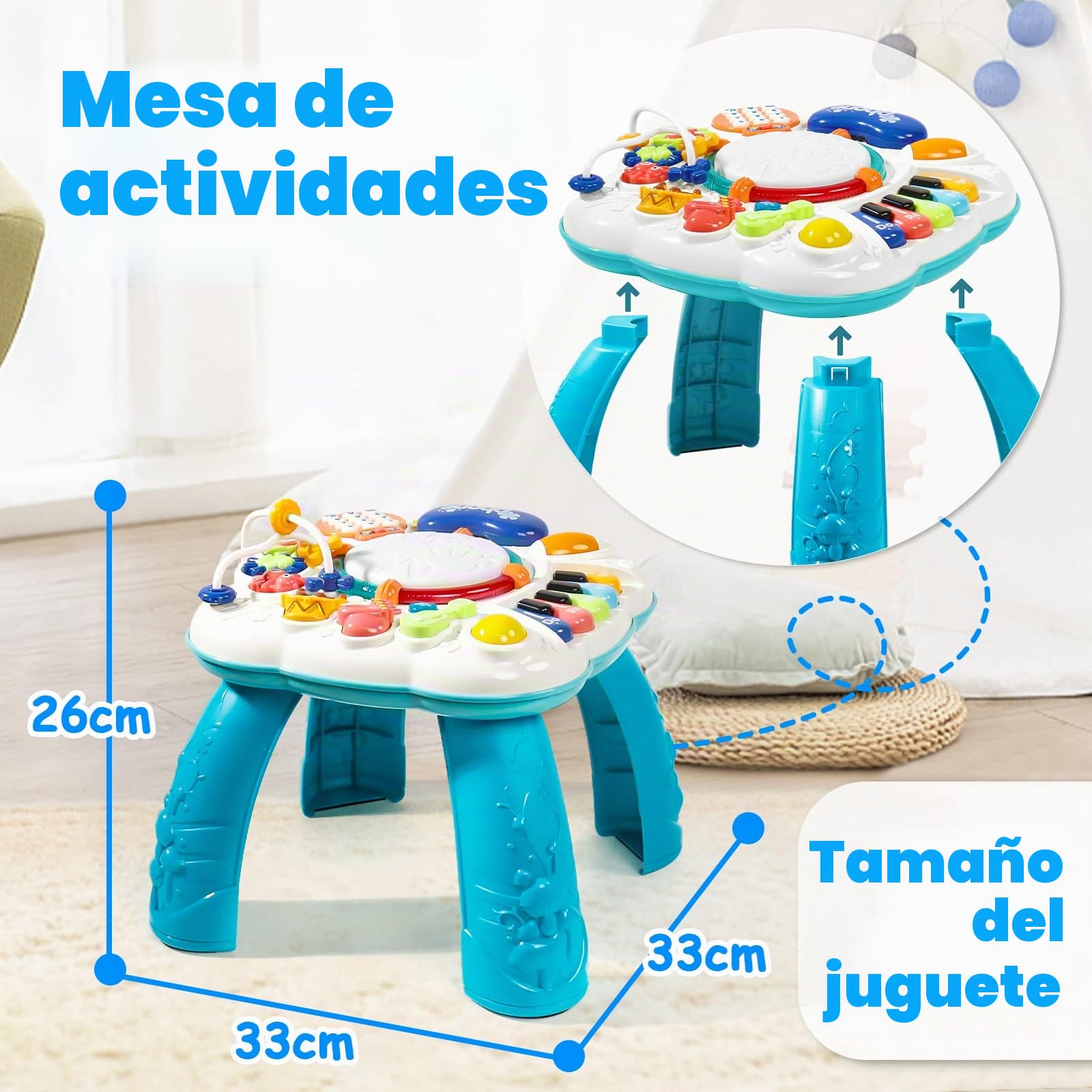 Juguetes Niños 1 año- Mesa Actividades Bebe Juguete Montessori Bebes Niña 1 2 años Navidad Regalo Instrumentos Musicales Infantiles Sonidos y Luces Educativos Regalos para Niños 1 2 años 9 12 Meses