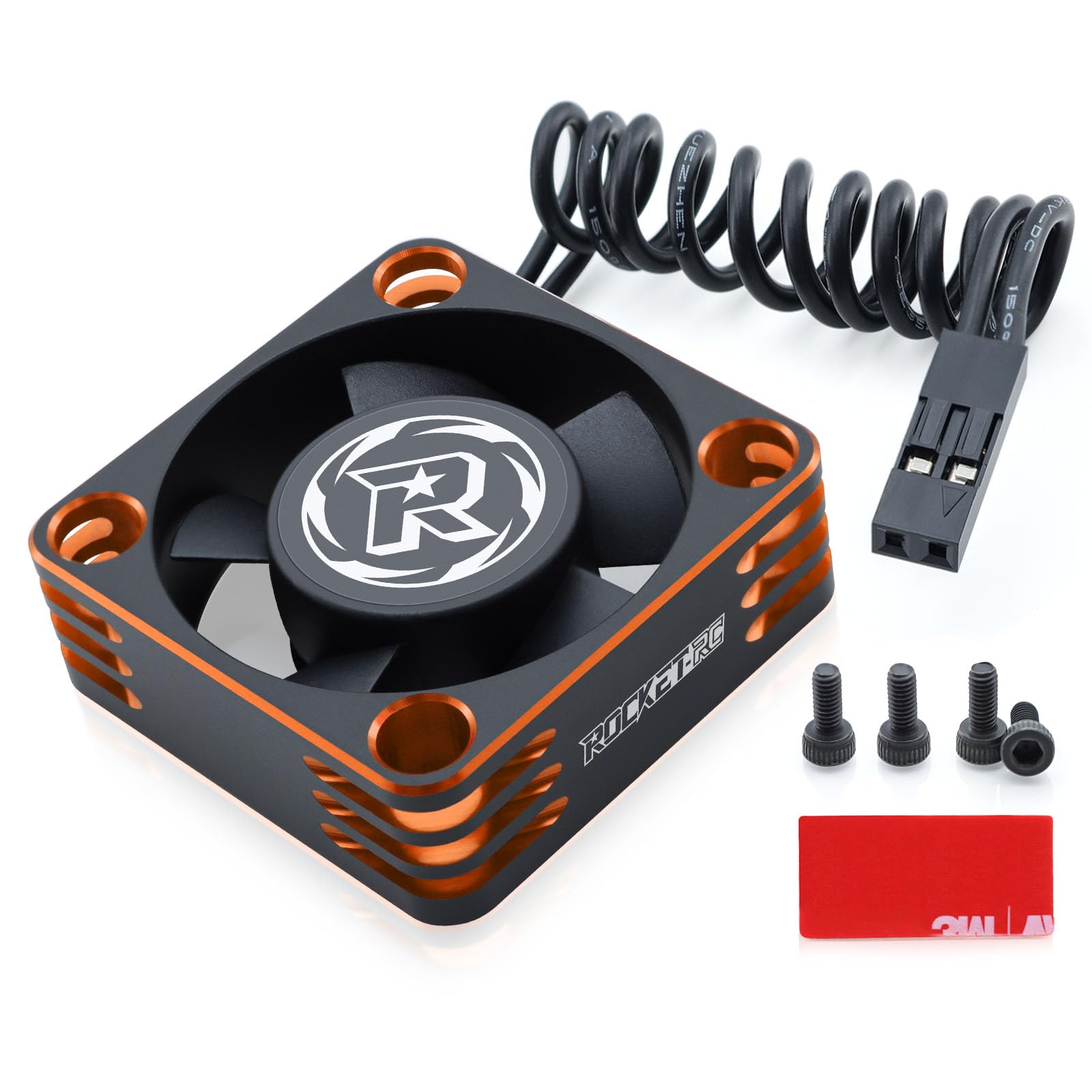 RC Motor Cooling Fan 30mm 28000RPM Fits 540 550 Brushless Motor ESC Cooling Fans for 1/8 1/10 1/12 RC Truck Car (Black Orange)