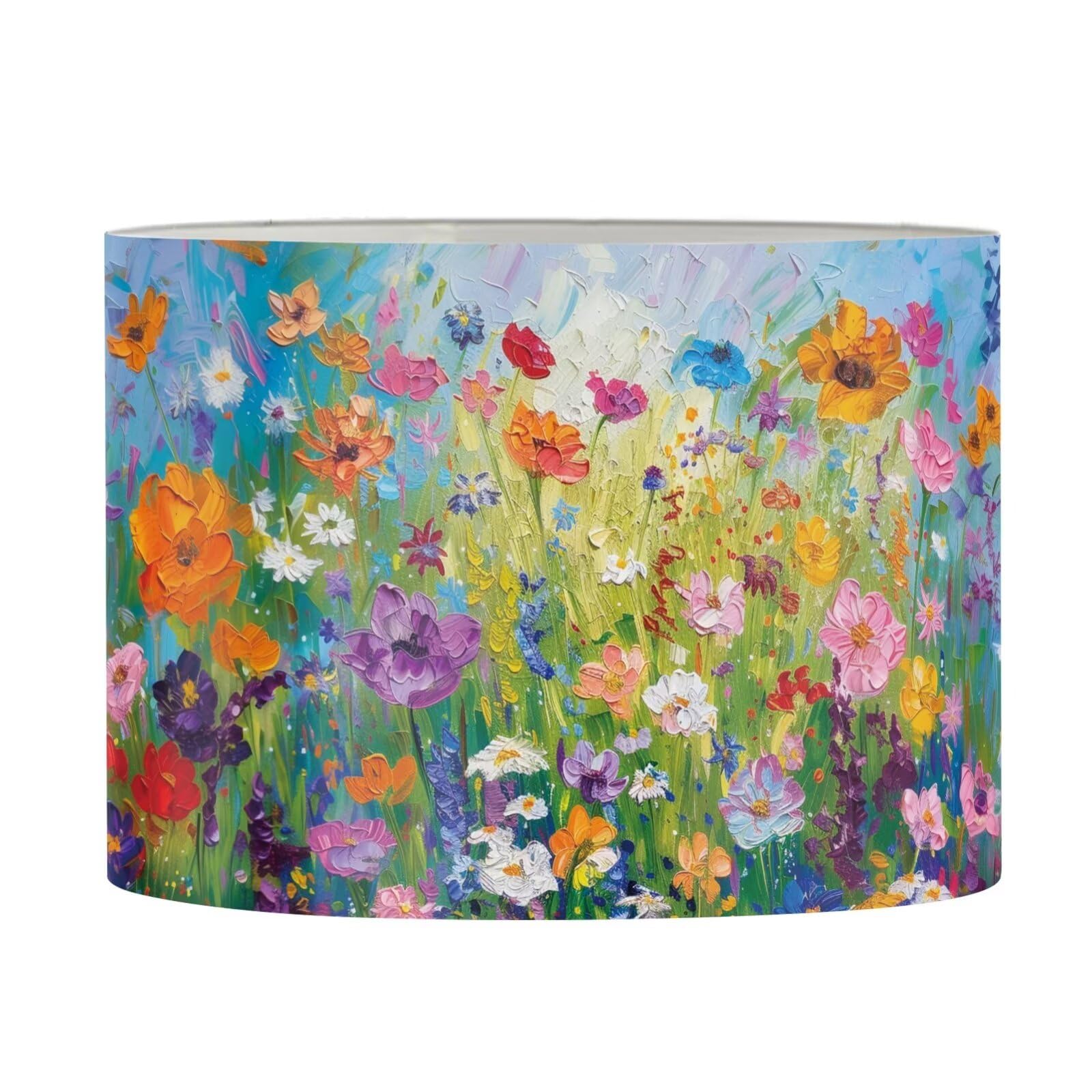 FANCOSAN Oil Painting Daisy Drum Lampshade Blue Lamp Shade Cover for Modern Home Decor Living Room Bedside Table Desk Dorm Lighting S — image 1