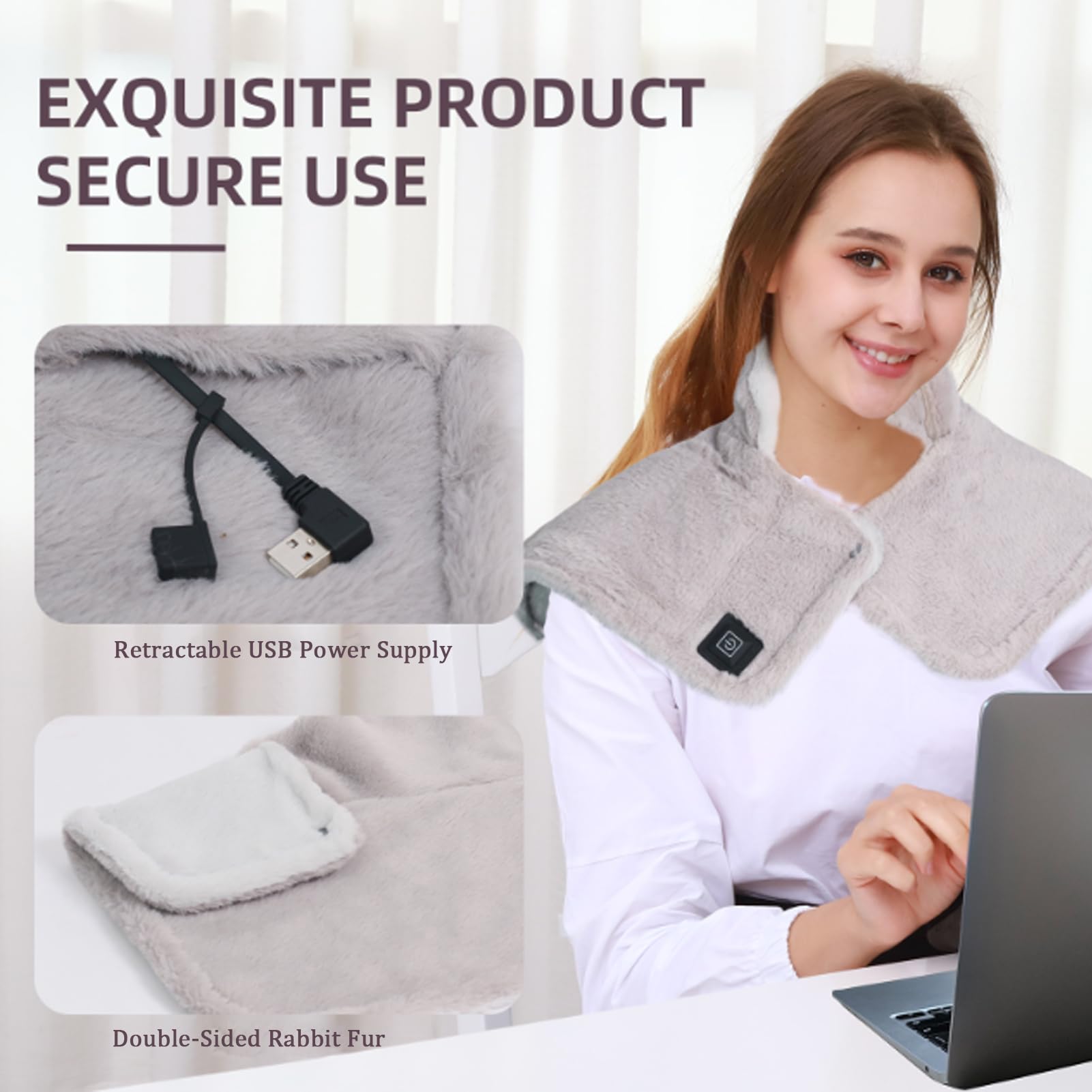 Manta Electrica Cuello Y Cervicales Con Dolor Y Molestias Con 10h Apagado Automático 3 Niveles De Temperatura De Franela Lavable a Máquina Para Cuello Calentador Regalo Navidad