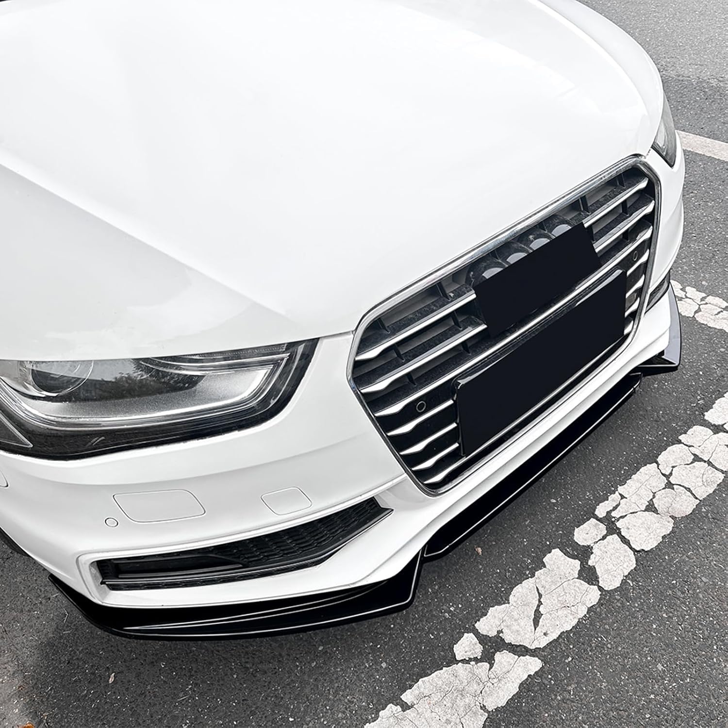 Auto Frontspoiler für Audi A4 S4 B8.5 Sline 2013-2016, Antikollisionsschutz Frontlippe Spoiler Frontstoßstangenlippe Body Kit Zubehör,A/Gloss Black
