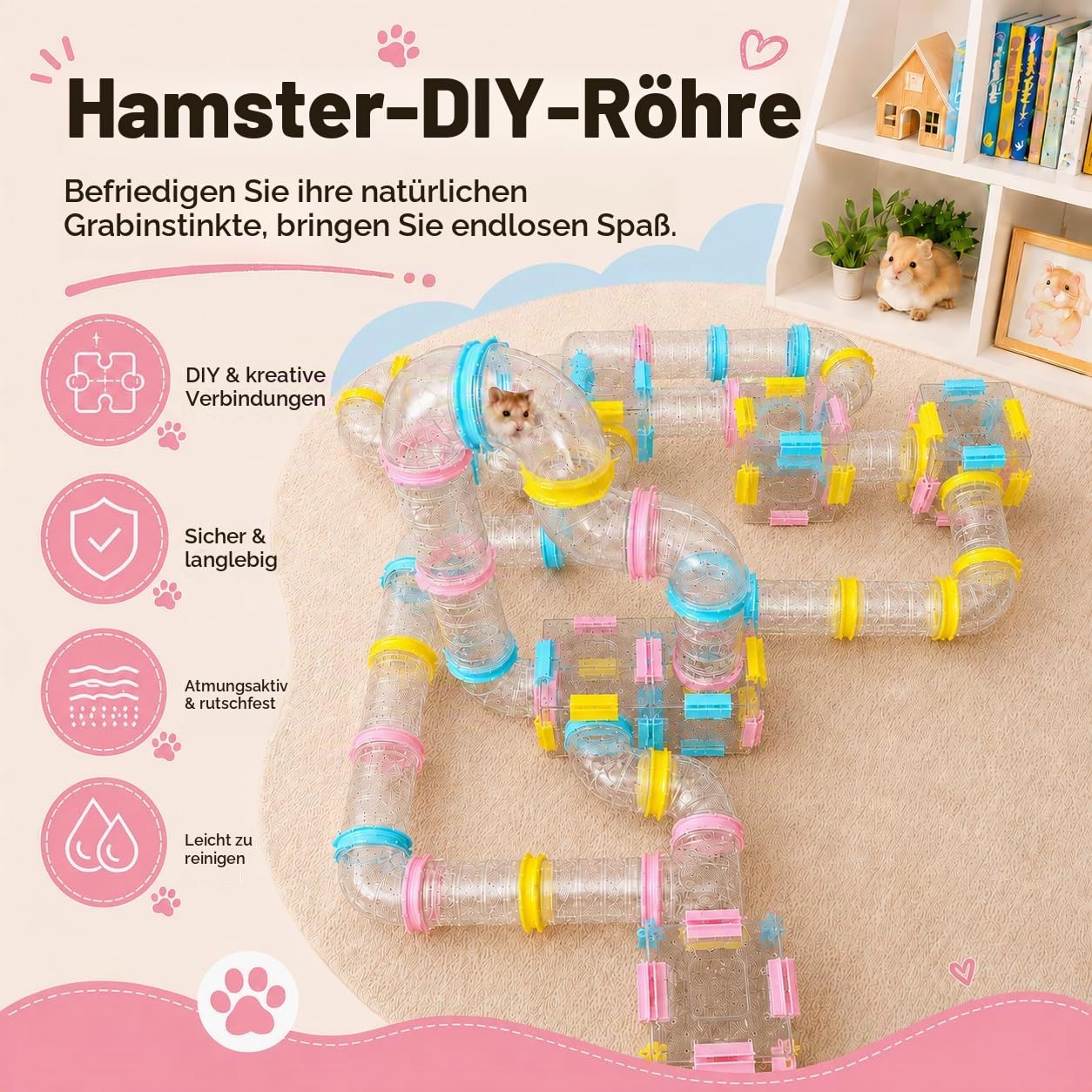 94 Stück DIY Hamstertunnel und Spielplatzmodul, Tube House Plattform Übung für Maus Hamster und andere kleine Tiere