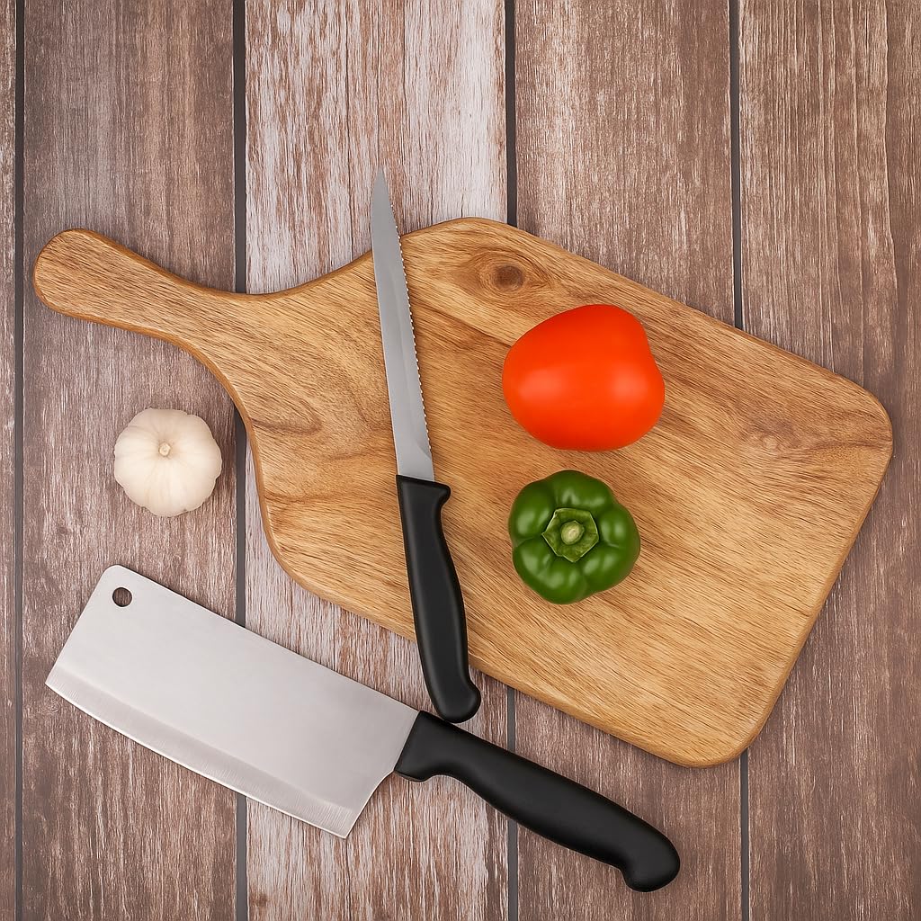 Kundi Wooden Chopping Board/Cutting/Serving Platter for Kitchen Vegetables, Fruits & Cheese | Natural Acacia Wood | 42 x 18 x 1.5 cm | Handcrafted-image-22