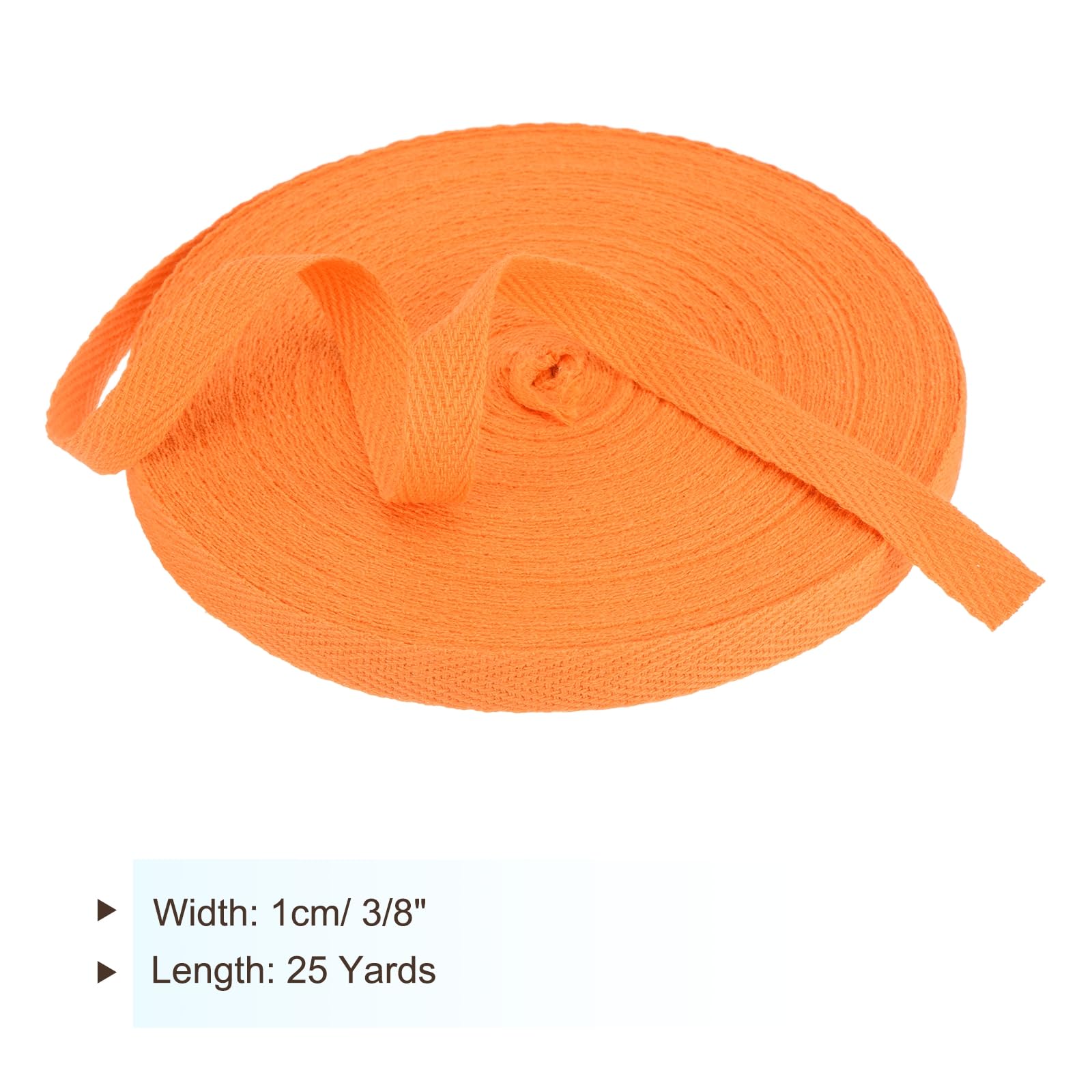 PATIKIL Cotton Twill Tape 3/8 Inch 25 Yards Cotton Ribbon Bias Binding Tape Herringbone Webbing Trim for Sewing Gift Wrapping Craft DIY Bright Orange - Image 2