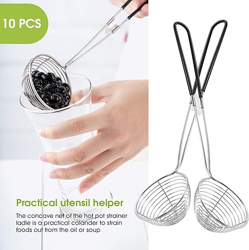 Miniatura 5 de Geiserailie Cucharas coladoras de olla caliente, cucharas coladoras de acero inoxidable para ollas calientes de 2.5 pulgadas, mini cuchara de malla