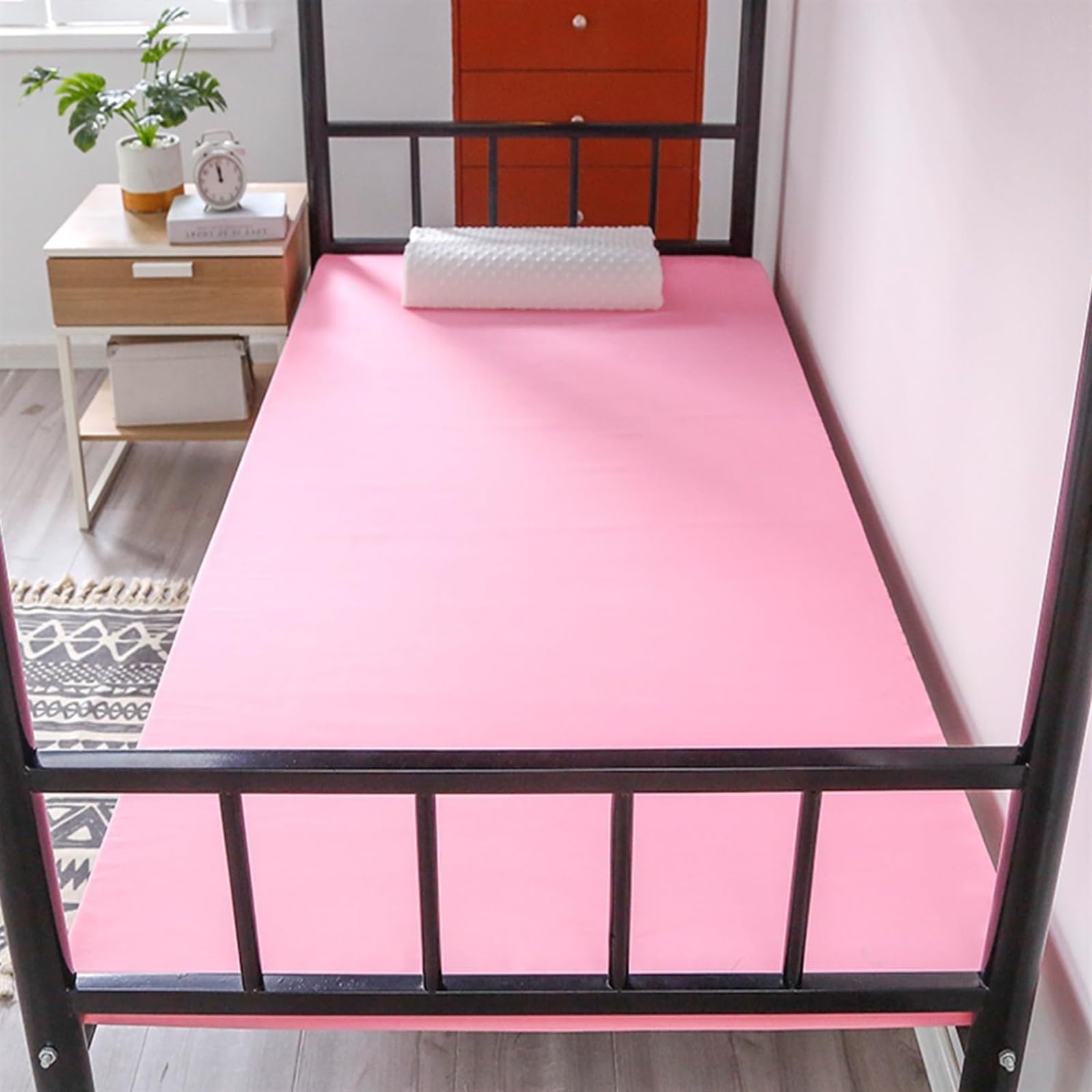 Colchón Topper de Espuma Viscoelástica para Cama Individual, Topper Suave para Dormir, Almohadilla de Colchón Ventilada de Alta Densidad con Funda Desmontable y Lavable(Pink 3cm,90x190cm)