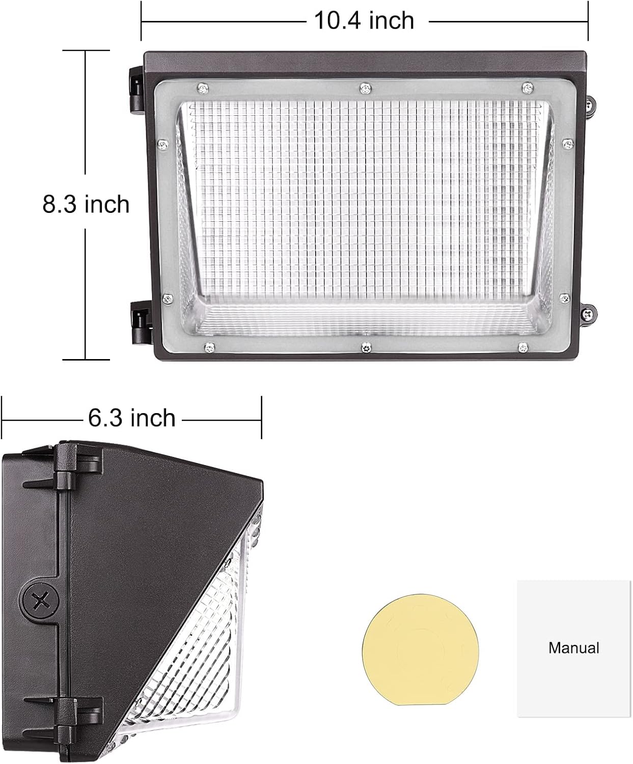 CINOTON 62W LED Wall Pack Light, Security Flood Commercial Lighting Fixture, Waterproof Industrial Outdoor LED Wall Lights 200-300W HPS/MH Replacement, 5000K 7800lm 100-277V ( No Photocell )