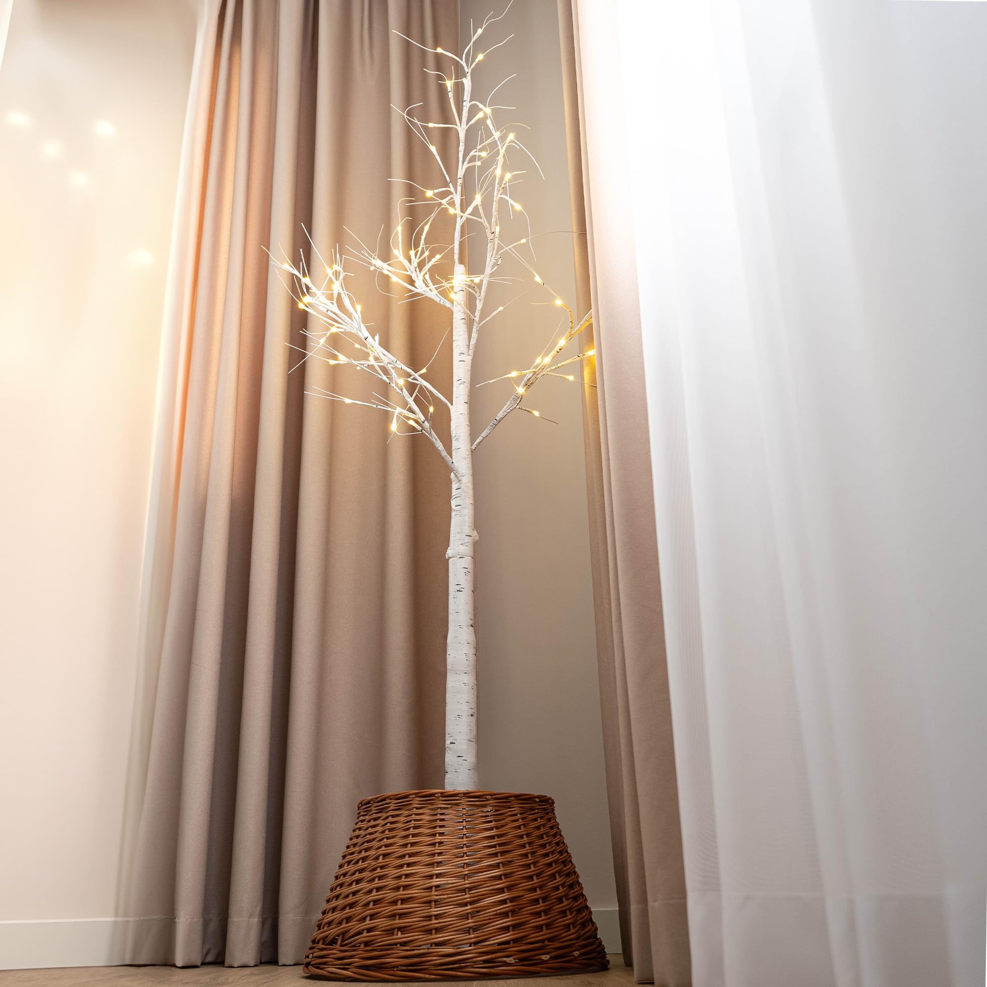 KADAX Gonna per Albero di Natale in Vimini Naturale, Copertura Fatta a Mano, Custodia e Anello (46,5 cm)