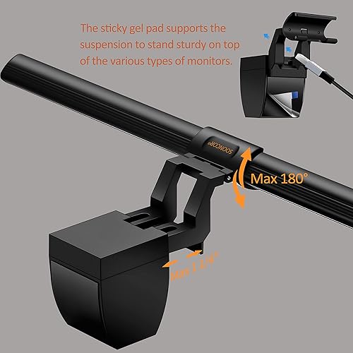 Miniatura 9 de Barra de luz para monitor de computadora, lámpara LED de lectura electrónica, 3 modos de color, alimentada por USB, sin deslumbramiento, lámpara de