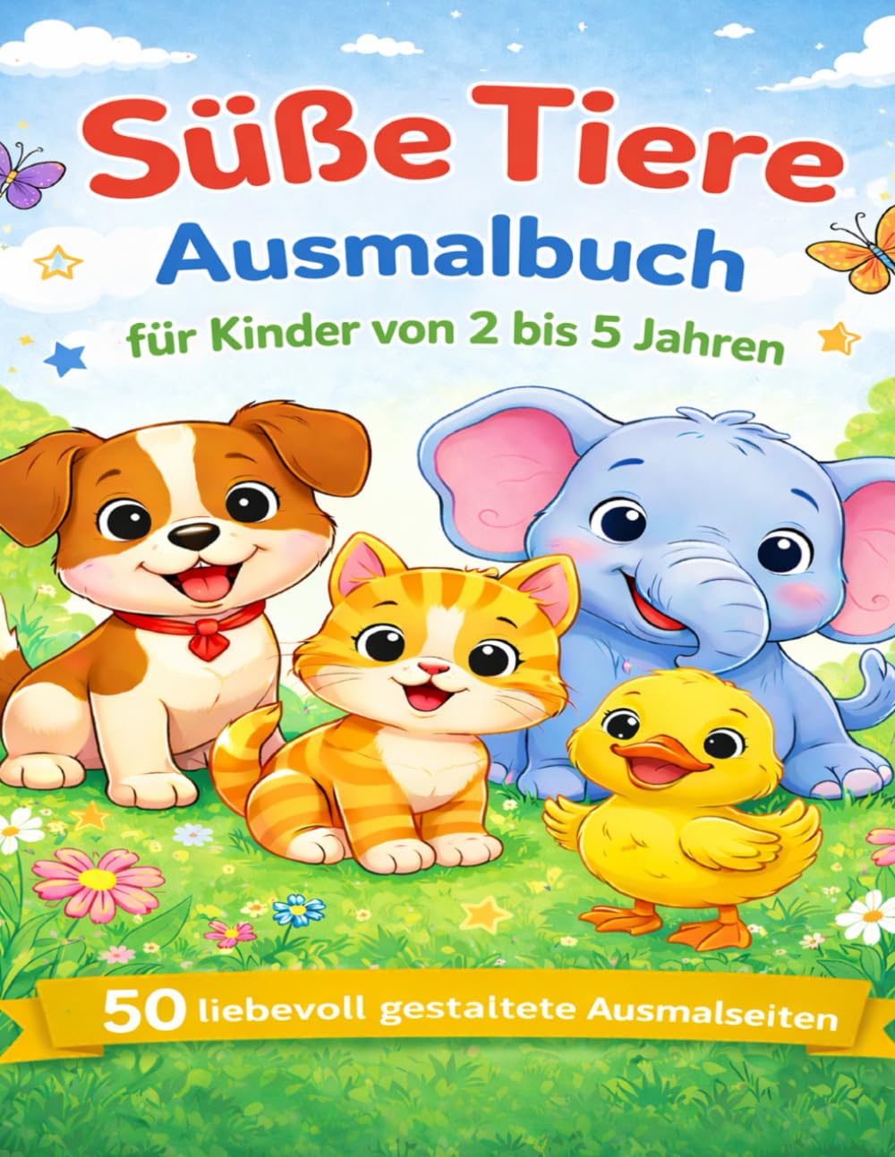Süße Tiere Ausmalbuch für Kinder ab 2