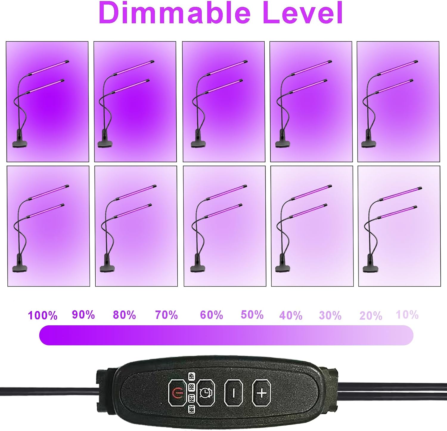 395–400nm UV LED Light, Dual Head Clip On Black Light with 10-Level Dimmable Brightness & 4 Timer Modes, USB Powered Black Lamp for Resin, UV Glue, Gel Nail Polish, Fluorescent Paint Party