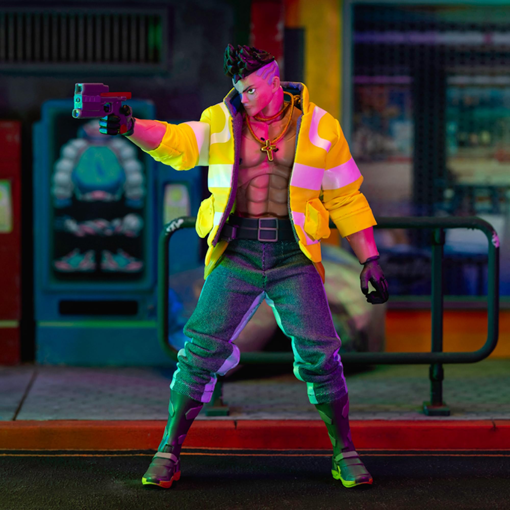 Jada Cyberpunk Edgerunners Figur David 15 cm, beweglich, austauschbares Zubehör, 20 Gelenkpunkte, Fensterbox, offizielles Lizenzprodukt, 14 Jahre (9335004314R00)