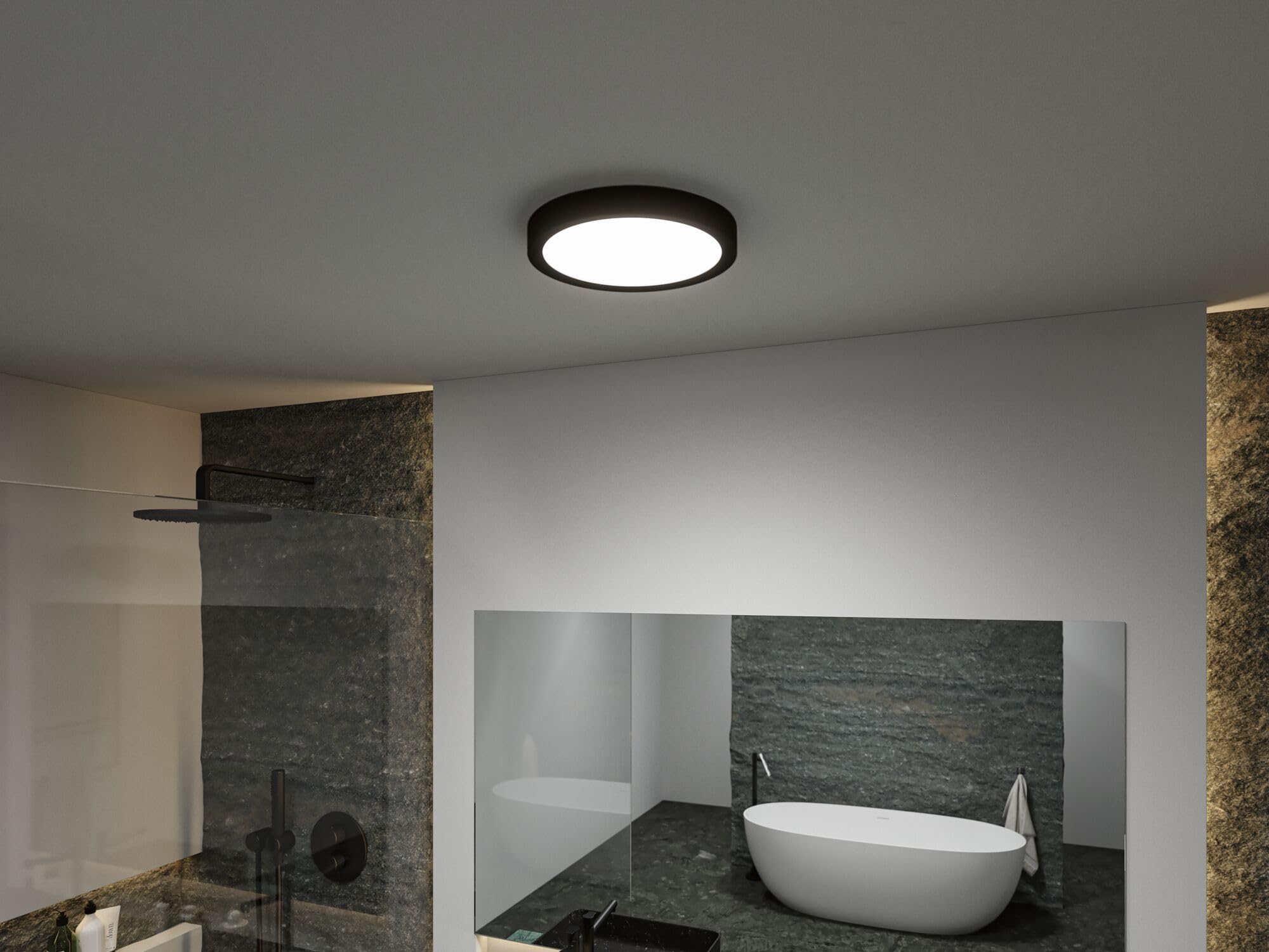 Paulmann 71086 LED Deckenleuchte Selection Bathroom Tega IP44 White Switch 1200lm 230V 22,5W Schwarz matt Badleuchte Badleuchte