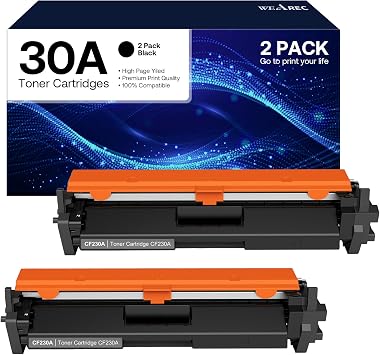 WEAREC 30A CF230A Toner Cartridge Replacement for HP 30A CF230A 30X CF230X Compatible for LaserJet Pro MFP M227fdn M227fdw M227sdn M203d M203dn M203dw PrinterBlack,2-Pack