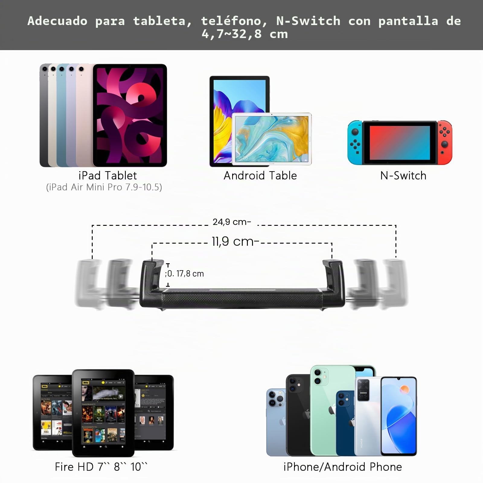 Lucky Trip Soporte de suelo para tablet con base de 6.6 libras, soporte giratorio de altura ajustable, compatible con iPad, Kindle, Galaxy Tab, teléfonos celulares