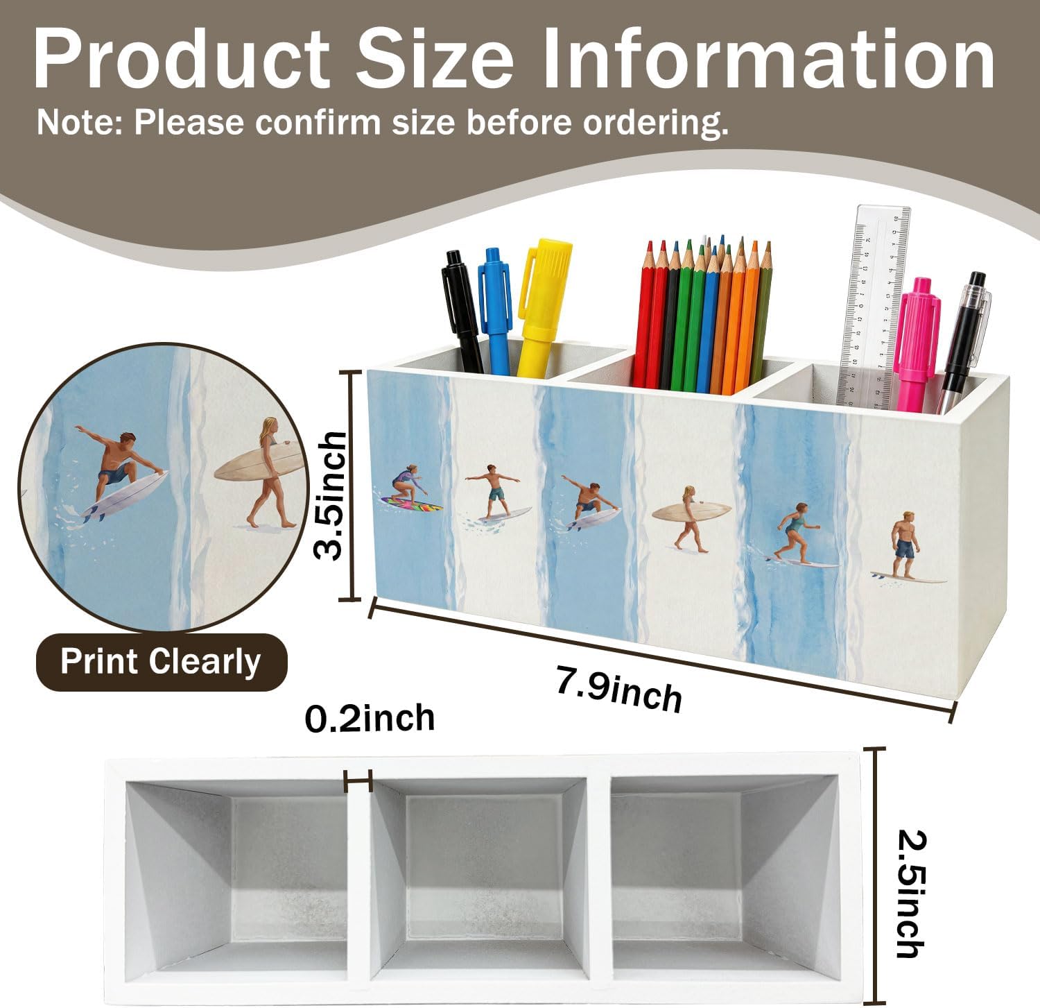 Coastal Beach Surfing Pen Holder for Desk Decor image 5