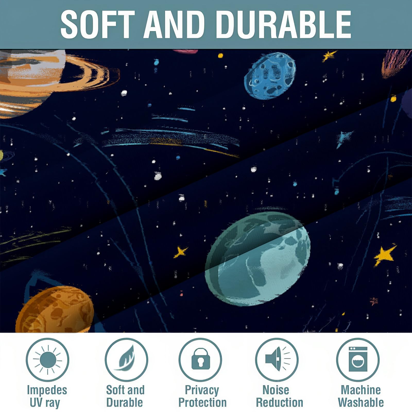 Tende Per Interni Oscuranti Termiche Con Occhielli – Set Di 2 Tende Pianeta Modello Cometa, Isolanti Dal Calore, Blu Scuro, 140L×240A Cm, Per Camera Da Letto E Soggiorno