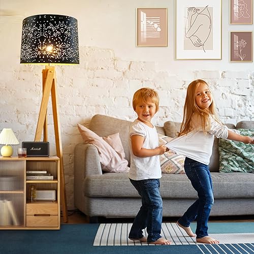 Miniatura 8 de Alucset - Pantallas grandes con proceso de grabado de metal, pantallas grandes para lámpara de mesa y luz de suelo, diseño de estrellas de cielo, 12