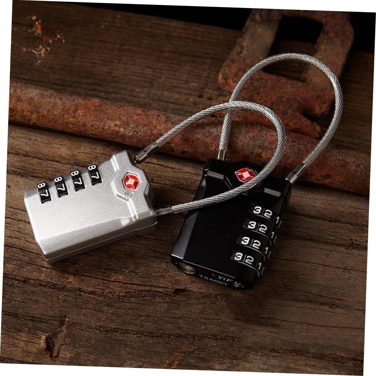 2pcs Red Indicator Customs Luggage Lock 4 Dial Combination Padlocks for Secure Travel Waterproof Design for Suitcases and Backpacks