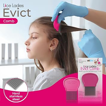 Lice and Nit Comb by Lice Ladies - Efficient Lice and Nit Removal | Lice Comb Safe for All Types of Hair | Stainless Steel Teeth with Non-Slip Handle | Durable and Reusable