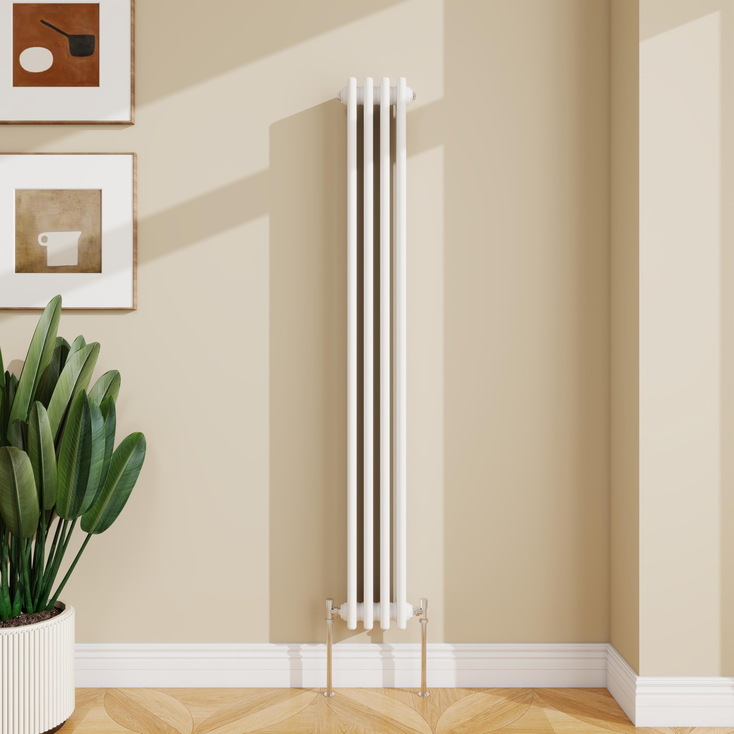 SLINE SANITARY 1500x200mm Cast Iron Style Traditional 3 Column Vertical White Central Heating Radiator
