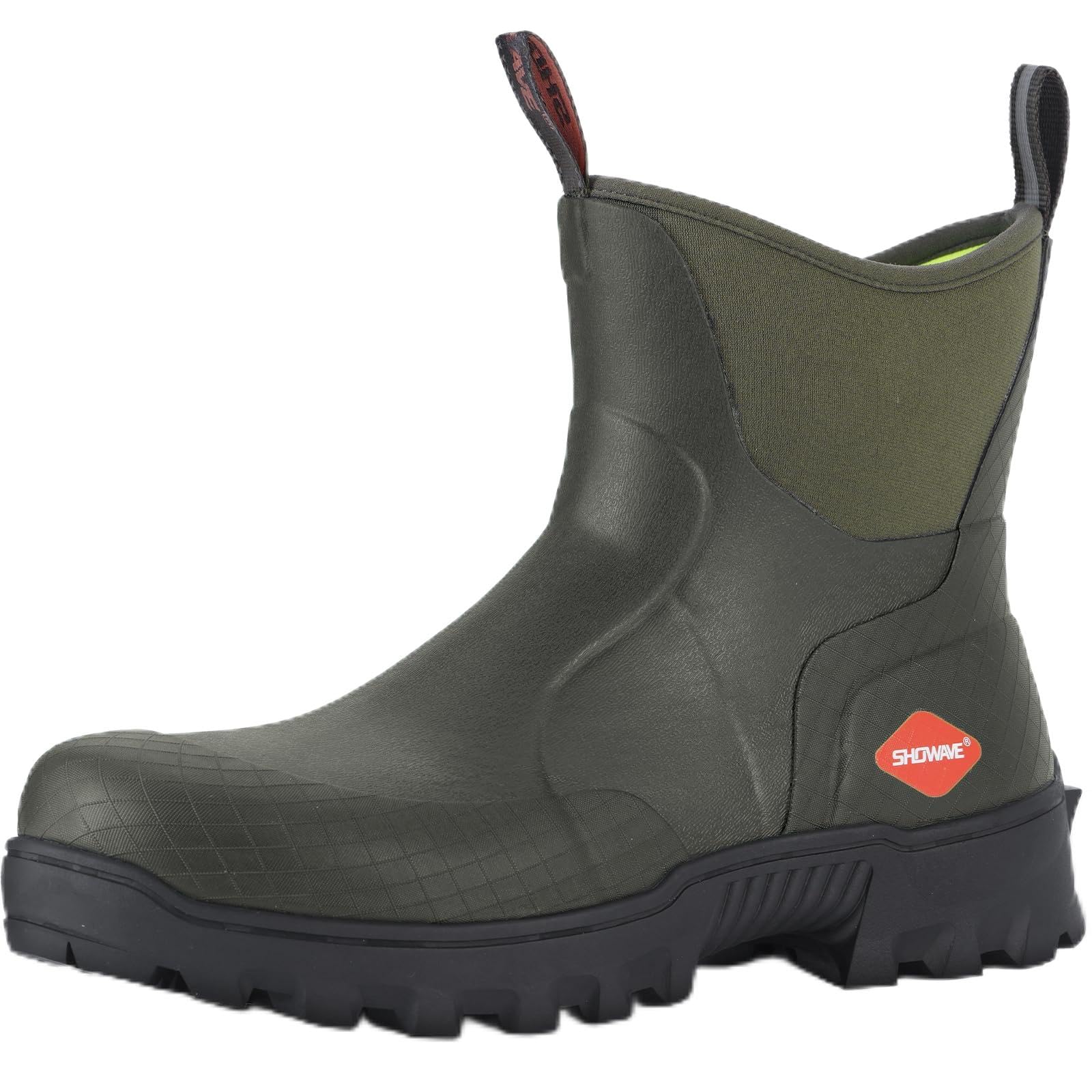 ShowaveMen's Short Rubber Boots Waterproof Rain Boots Insulated Working Booties with Comfortable Sports Sole