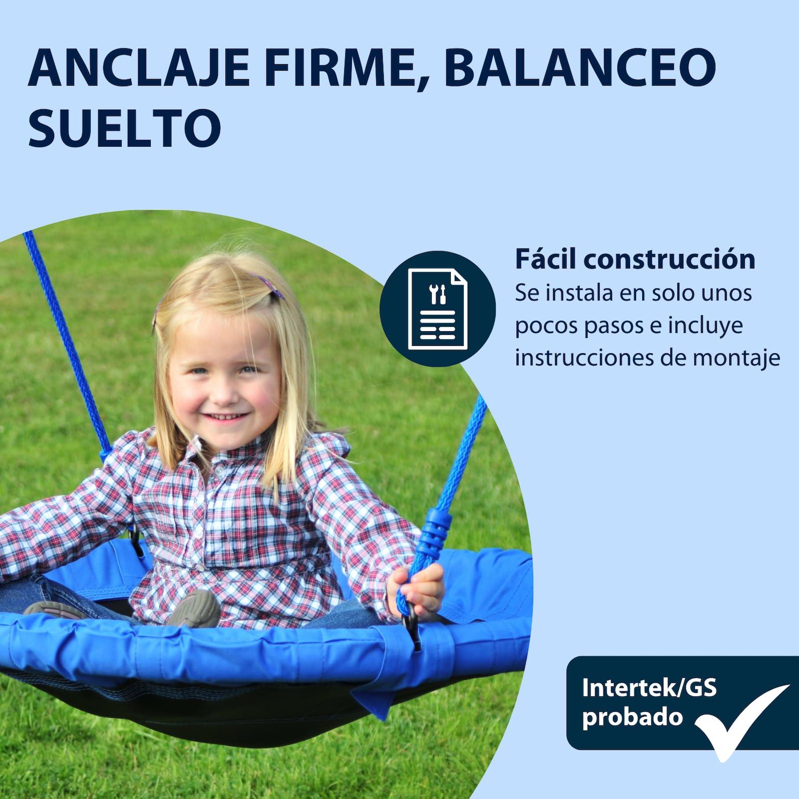 HUDORA Nido de Columpio 90 - Columpio Nido de plástico para hasta 100kg - Columpio Colgante de 90cm de diámetro para Interior y Exterior