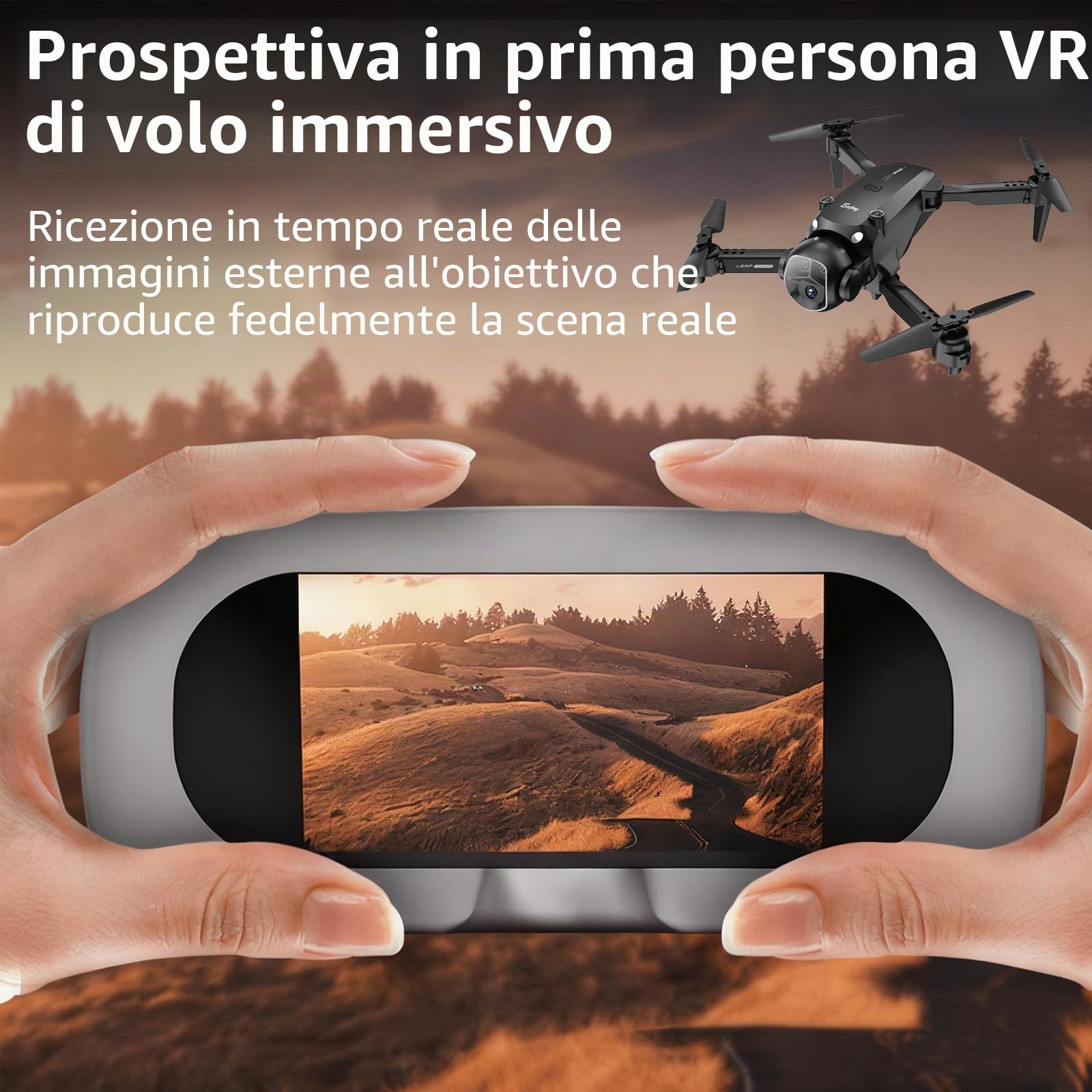 OBEST Drone con Telecamera 4K Professionale,WiFi FPV RC Droni con Occhiali VR Schermo da 2,4 pollici? Drone con Doppia Fotocamera,Droni per Principianti, Quadricottero RC Pieghevole per Adulti (E4)