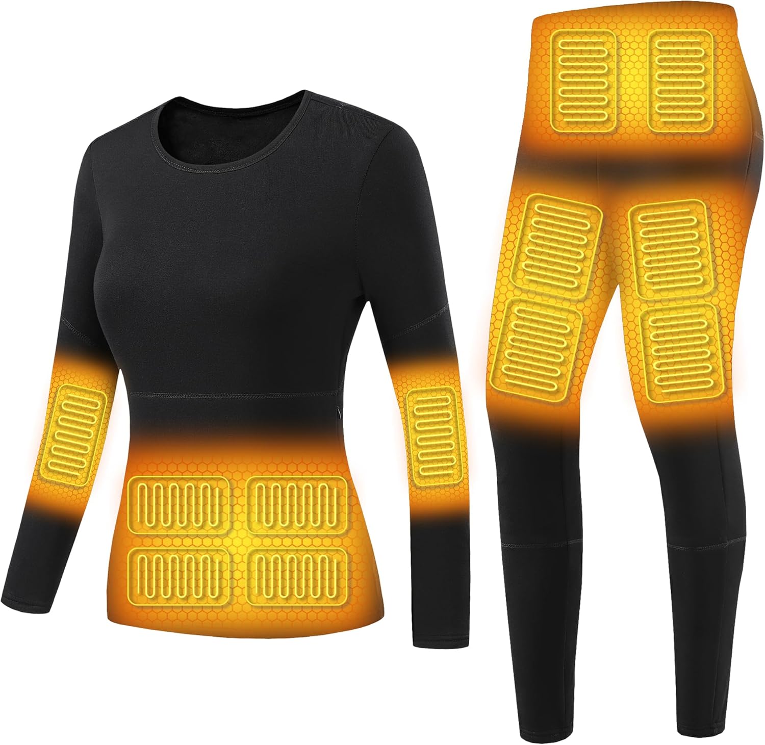 Women's Heating Underwears, Electric Heating Thermal Shirt and Pant Outdoor Warm Long Johns Set for Hunting Skiing