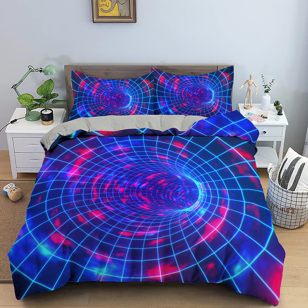 Parure de lit adulte 220x240 housse de couette microfibre douce lavable bleue