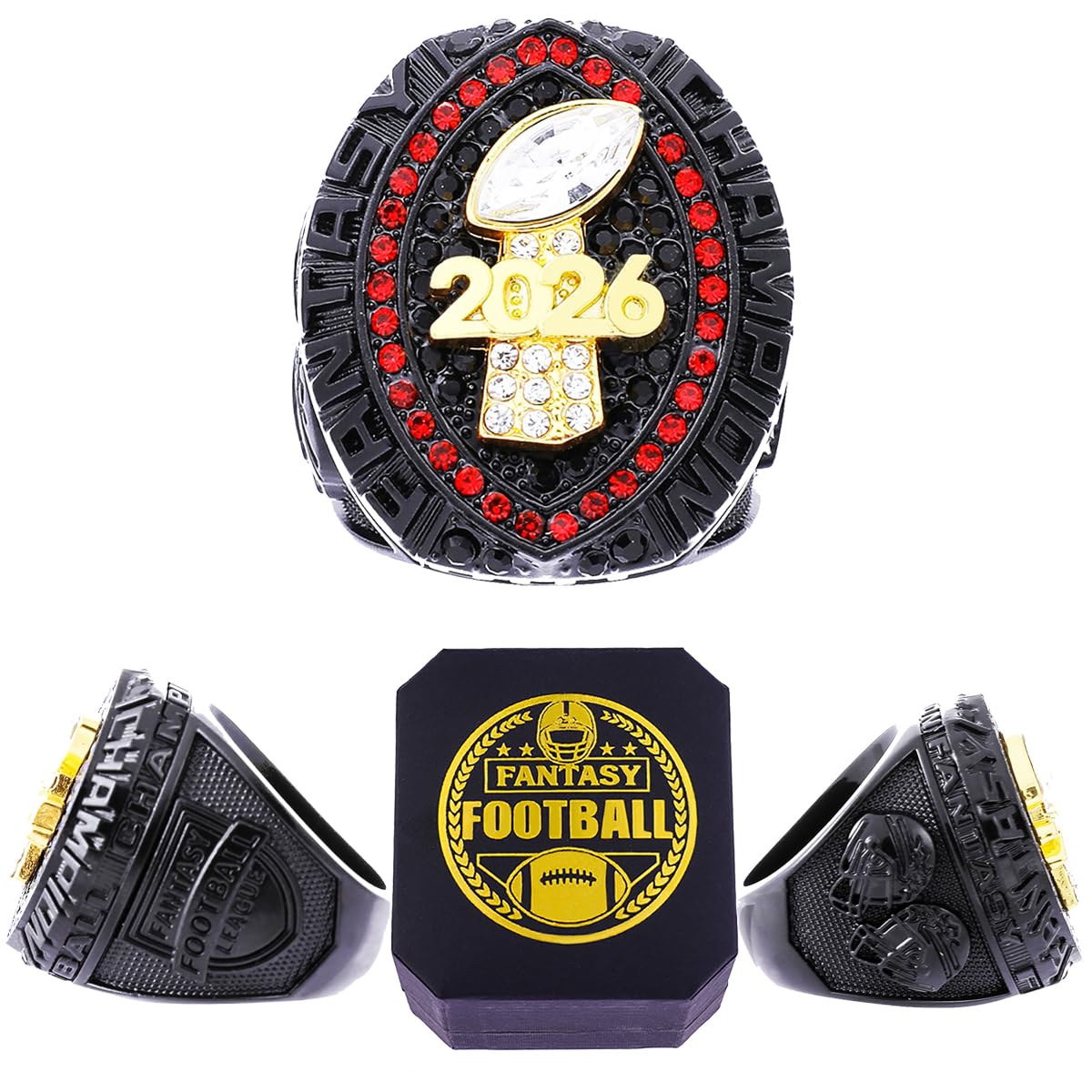 ZZXZJW 2026 Fantasy Football Championship Ring Trophy Award for Fantasy Football League Winner (Model 10, Size 11)