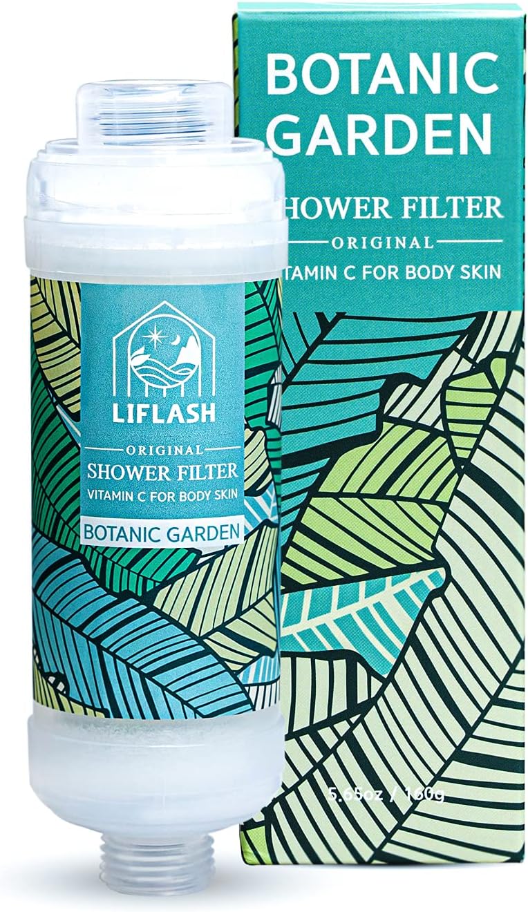 LIFLASH Vitamin C Shower Filter for Hard Water, Aromatherapy Softener Purifier, Help with Softer Skin and Hair Enhancement, for Universal Output Showerhead, Easy Installation (BOTANIC GARDEN)