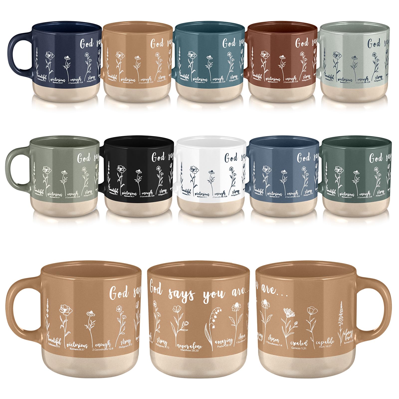 Didaey 20 Pcs Christian Mugs Bulk for Women 13 oz Bible Verses Religious Ceramic Coffee Mugs with Handles Inspirational Thank You Gift for Church Mom Pastor Wife Men Nurse Sunday School Teacher