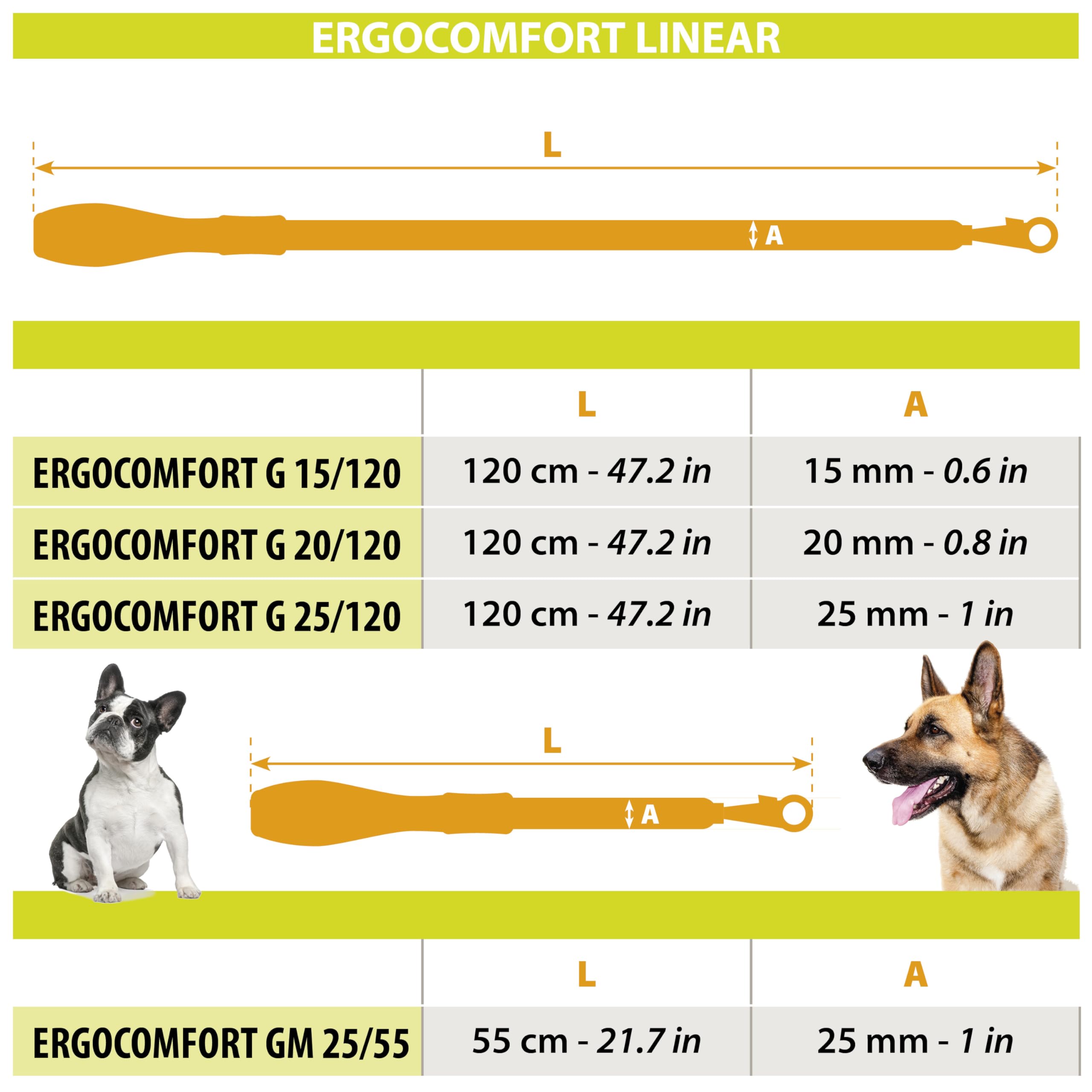 Ferplast Guinzaglio per cani in nylon ERGOCOMFORT G15/120, Impugnatura Ergonomica, Soffice imbottitura, Lunghezza 120 cm x 2,5 cm, Rosso